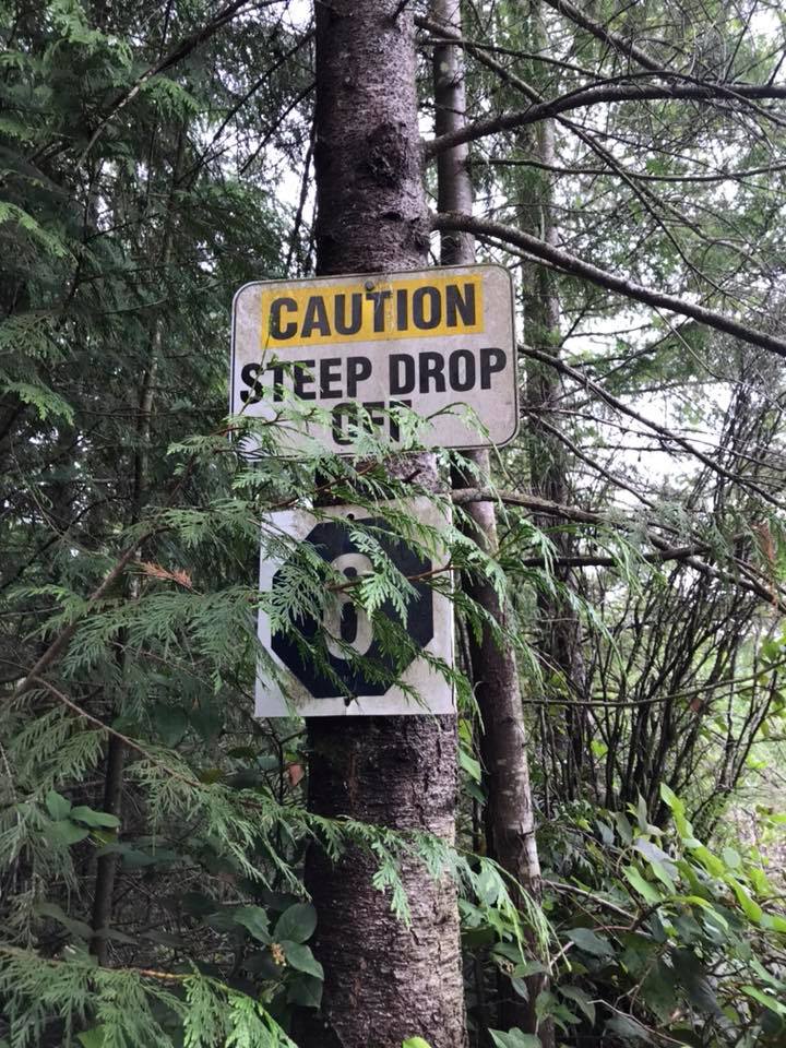 Steep drop off on Stave Dam Interpretation Trail