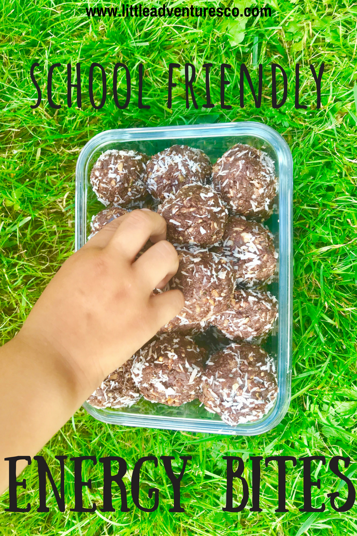 If your child's school is a Nut Free zone these school friendly energy bites are your answer for a delicious snack your kids will love!